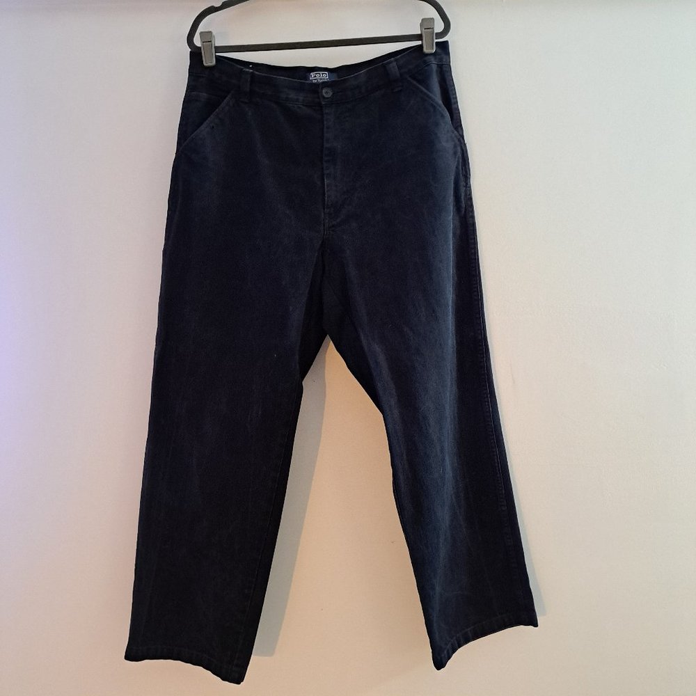 VTG Y2K POLO by RALPH LAUREN Black Wide Leg High Rise Carpenter Jeans